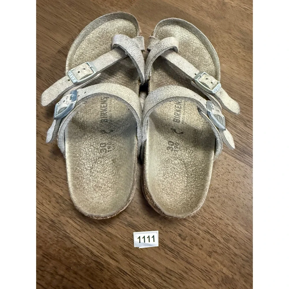 Birkenstock Mayari Kids Sandals Silver Metallic Crackle EU 30 US‎ 12-12.5 Buckle